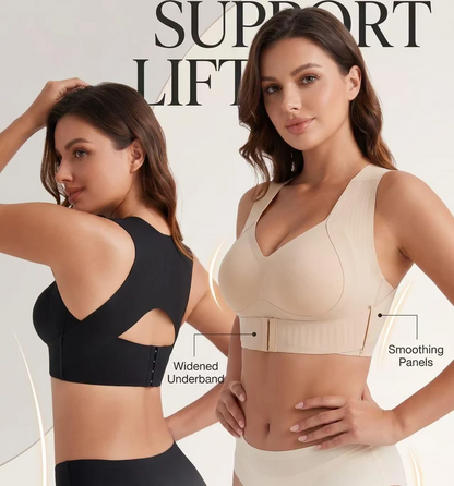 LAST DAY - BUY 1 GET 1 FREE😍Women’s Push-Up Posture Support Bra – Wireless Front-Closure Shaping Bra with Back-Smoothing Support, Wide Straps & Molded Cups