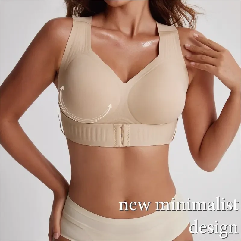 LAST DAY - BUY 1 GET 1 FREE😍Women’s Push-Up Posture Support Bra – Wireless Front-Closure Shaping Bra with Back-Smoothing Support, Wide Straps & Molded Cups